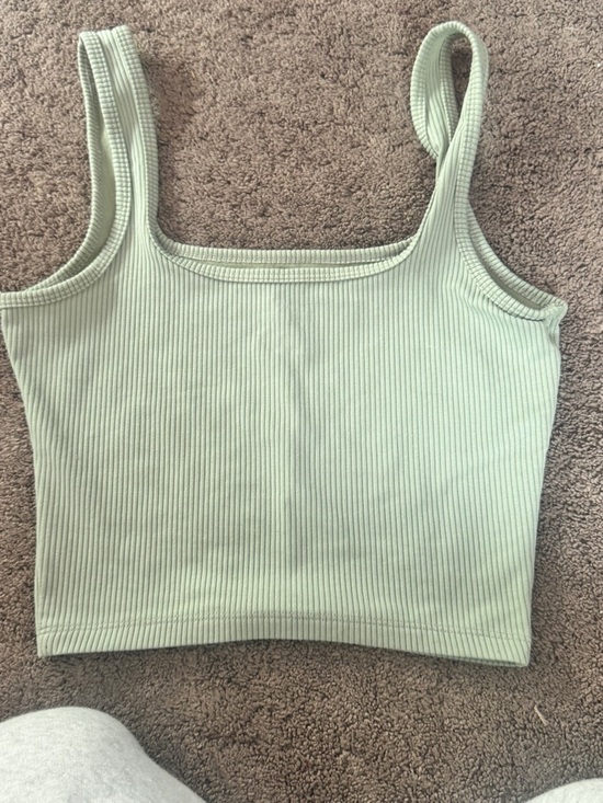 Hollister Tops - Hollister Ribbed Square Neck Crop Tank - Light Mint
